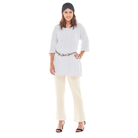 Oh My Gauze! Tops - Oh My Gauze‎ Suzi Snow Tunic Top White Womens Size #3 US XXL Cotton Ruffled Airy